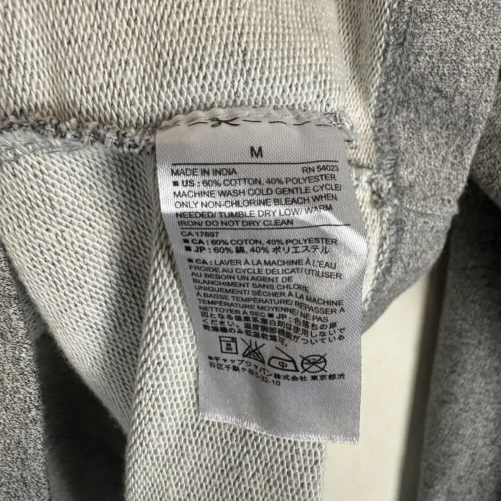 Banana Republic Sweatshirt Men's Medium Heather Gray Striped Cotton 1/4‎ Snap